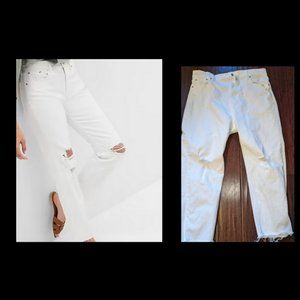 NWT GAP High Rise Cheeky Straight Cropped Jeans White Womens 35 /  Sz 20 R